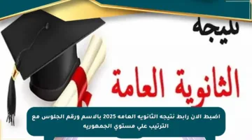 اضبط الآن رابط نتيجة الثانوية العامة 2025 بالاسم ورقم الجلوس مع الترتيب على مستوى الجمهورية